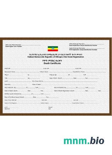 Ethiopia certyfikat of śmierć
